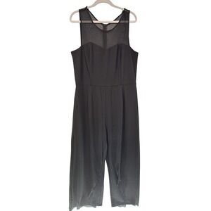 Alexa‎ B Nites Jumpsuit Womens 16W Black Mesh Yoke Sheer Overlay Formal Evening